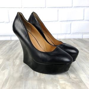 L.A.M.B black wedge heels